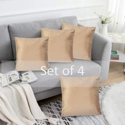 Luxury Living Luxurious Velvet Cushions Set of 4 - Soft Plush Fibre Pads, Vibrant Colours for Sofa & Bed Décor in Beige - Size: 45 cm x 45 cm - thumbnail 3