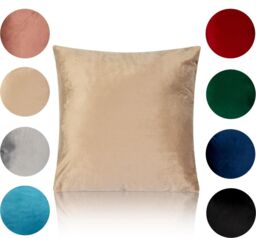 Luxury Living Luxurious Velvet Cushions Set of 4 - Soft Plush Fibre Pads, Vibrant Colours for Sofa & Bed Décor in Beige - Size: 45 cm x 45 cm - thumbnail 2