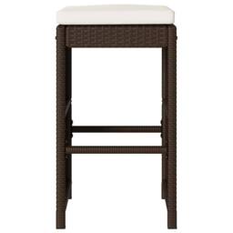 Berkfield Home Garden Bar Stools with Cushions 4 pcs Brown Poly Rattan - thumbnail 4
