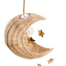 Wyld and Coco Moon Rattan Pendant Lamp Handwoven Natural Boho Shade - thumbnail 6