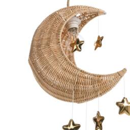 Wyld and Coco Moon Rattan Pendant Lamp Handwoven Natural Boho Shade - thumbnail 5