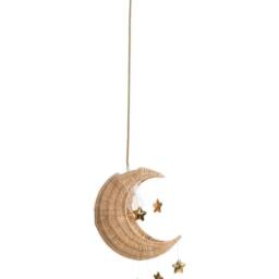 Wyld and Coco Moon Rattan Pendant Lamp Handwoven Natural Boho Shade - thumbnail 2