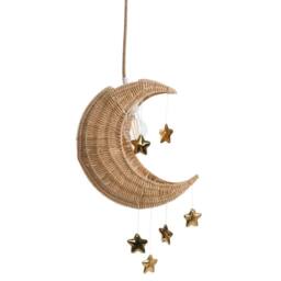 Wyld and Coco Moon Rattan Pendant Lamp Handwoven Natural Boho Shade - thumbnail 4
