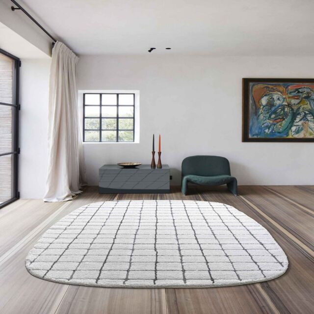 The Rug Shop UK White Modern Geometric Shaggy Easy To Clean White Area Rug - Size: 160 cm x 230 cm - image 1