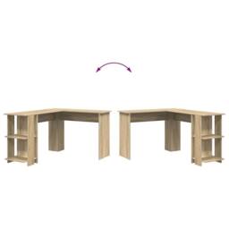 Berkfield Home Modern Corner Desk with Storage Sonoma Oak 140x113, 5x75cm in Light Brown - Size: 5x75 cm - thumbnail 9