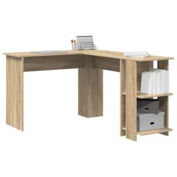 Berkfield Home Modern Corner Desk with Storage Sonoma Oak 140x113, 5x75cm in Light Brown - Size: 5x75 cm