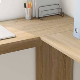 Berkfield Home Modern Corner Desk with Storage Sonoma Oak 140x113, 5x75cm in Light Brown - Size: 5x75 cm - thumbnail 4