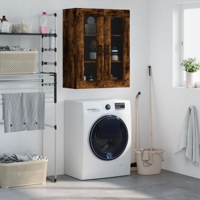 Berkfield Home Wall Mounted Cabinet Smoked Oak 69.5x34x90 cm in Brown - image 1