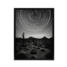 "Artery8 Desert Landscape Star Trail Time Lapse Sky Framed Canvas Wall Art Print in Grey - Size: W12"" x H16""" - thumbnail 1