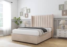 "Sloomy Falcon Naples Divan Base No Drawers-54"" Wingback Headboard in Light Sand - Size: Single" - thumbnail 3