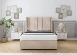 "Sloomy Falcon Naples Divan Base No Drawers-54"" Wingback Headboard in Light Sand - Size: Single" - thumbnail 2