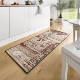 THE RUGS Design Velours Kitchen Runner Rug Non Slip Durable Comfort Mat in Brown - Size: 67 cm x 180 cm - thumbnail 4