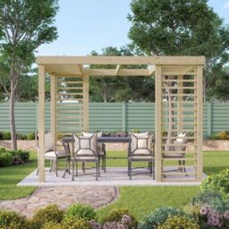 Rutland County Garden Furniture Ltd Panel Pergola - Wood - L240 x W420 cm - Rustic Brown in Light Green - thumbnail 2