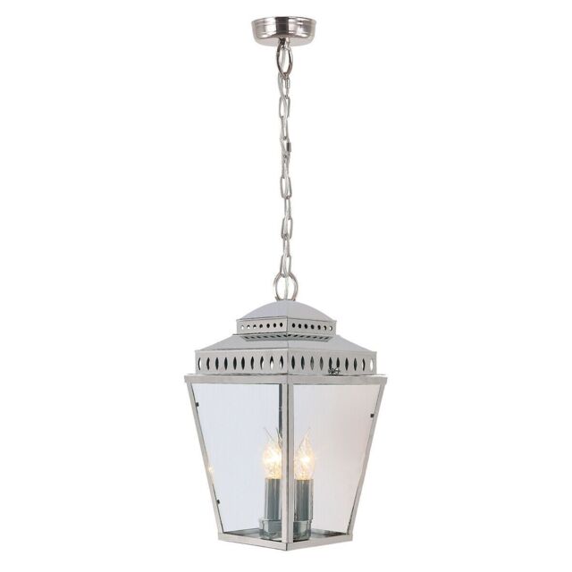 Loops Outdoor IP44 3 Bulb Chain Lantern Highly Polished Nickel LED E14 60W in Metallics