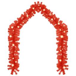 Berkfield Home Christmas Garland with LED Lights 5 m Red - thumbnail 1