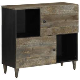 Berkfield Home Sideboard 80x33x75 cm Solid Wood Mango in Black - Size: 80 x 33 x 75 cm - thumbnail 2