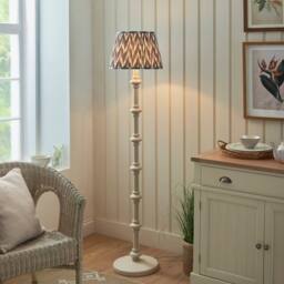 Netlighting Carnaby Almond White Floor Lamp Grey Fabric Zigzag Shade 35cm B22 - thumbnail 2