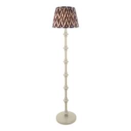 Netlighting Carnaby Almond White Floor Lamp Grey Fabric Zigzag Shade 35cm B22 - thumbnail 1