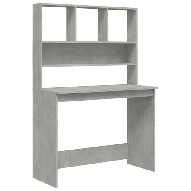 Berkfield Home Desk with Shelves Concrete Grey 102x45x148 cm Engineered Wood - Size: 102 x 45 x 148 cm - image 1