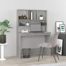 Berkfield Home Desk with Shelves Concrete Grey 102x45x148 cm Engineered Wood - Size: 102 x 45 x 148 cm - thumbnail 2