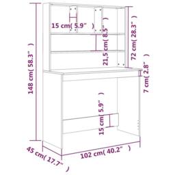 Berkfield Home Desk with Shelves Concrete Grey 102x45x148 cm Engineered Wood - Size: 102 x 45 x 148 cm - thumbnail 8