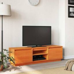 Berkfield Home TV Cabinet Wax Brown 140x35x40 cm Solid Wood Pine - Size: 140 x 35 x 40 cm - thumbnail 1