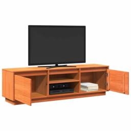 Berkfield Home TV Cabinet Wax Brown 140x35x40 cm Solid Wood Pine - Size: 140 x 35 x 40 cm - thumbnail 5
