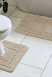 Catherine Lansfield 'Armoni' Bath Mat & Ped Set in Natural