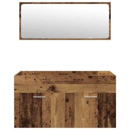 Berkfield Home 4 Piece Bathroom Furniture Set Old Wood Engineered Wood in Brown - thumbnail 5