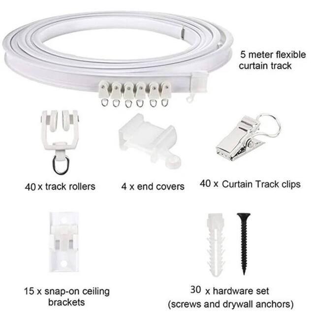 FLAVORA Ceiling Mounted 5M Bendable Curtain Track Rail in White - Size: 10 - image 1