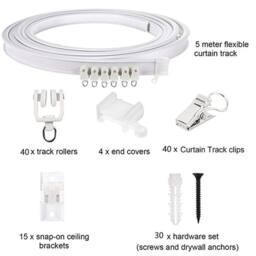 FLAVORA Ceiling Mounted 5M Bendable Curtain Track Rail in White - Size: 10 - thumbnail 1