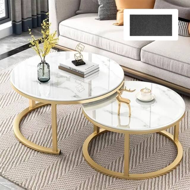 Kelvenix Nesting Coffee Tables Set of 2 Round Stacking Sofa Side Tables in White - image 1