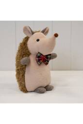 KDMD Furry Hedgehog with Bow Tie Doorstop in Brown - thumbnail 1