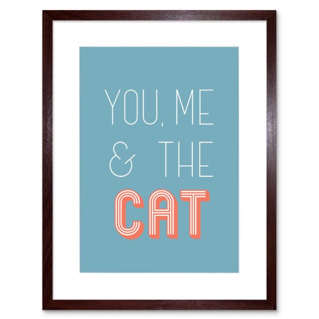 "Artery8 Wall Art Print You Me The Cat Framed in Brown - Size: W7"" x H9""" - image 1