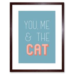 "Artery8 Wall Art Print You Me The Cat Framed in Brown - Size: W7"" x H9""" - thumbnail 1