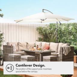 VonHaus Cream Parasol with Base & Waterproof Cover in Beige - thumbnail 5