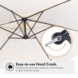 VonHaus Cream Parasol with Base & Waterproof Cover in Beige - thumbnail 6
