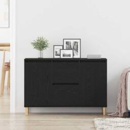 Berkfield Home Gorgeous Black Oak Sideboard - 101x35x60 cm - Made of Engineered Wood - Size: 101 x 35 x 60 cm - thumbnail 4