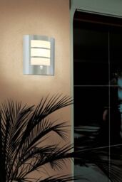 Eglo City Stainless Steel Metal IP44 Outdoor Wall Light With Sensor in Metallic Silver - thumbnail 2