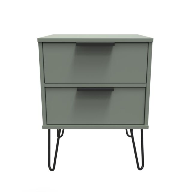 Ready Assembled 2 U Fuji 2 Drawer Bedside Cabinet (Ready Assembled) in Pale Green - image 1