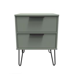 Ready Assembled 2 U Fuji 2 Drawer Bedside Cabinet (Ready Assembled) in Pale Green - thumbnail 1