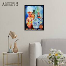 "Artery8 Polka Dot Porcelain Vases Still Life Framed Canvas Wall Art Print - Size: W18"" x H24""" - thumbnail 3