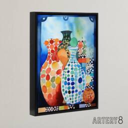 "Artery8 Polka Dot Porcelain Vases Still Life Framed Canvas Wall Art Print - Size: W18"" x H24""" - thumbnail 2