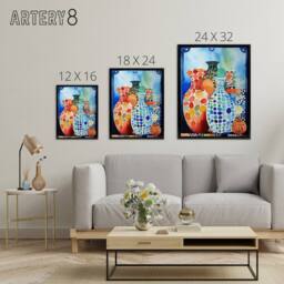 "Artery8 Polka Dot Porcelain Vases Still Life Framed Canvas Wall Art Print - Size: W18"" x H24""" - thumbnail 4