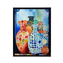 "Artery8 Polka Dot Porcelain Vases Still Life Framed Canvas Wall Art Print - Size: W18"" x H24""" - thumbnail 1