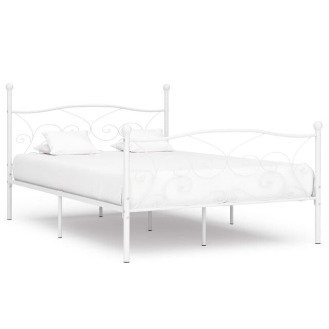 Berkfield Home Bed Frame with Slatted Base White Metal 120x200 cm - Size: Small Double - image 1