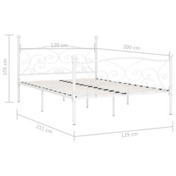 Berkfield Home Bed Frame with Slatted Base White Metal 120x200 cm - Size: Small Double - thumbnail 5