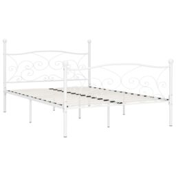 Berkfield Home Bed Frame with Slatted Base White Metal 120x200 cm - Size: Small Double - thumbnail 2