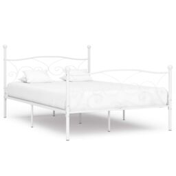 Berkfield Home Bed Frame with Slatted Base White Metal 120x200 cm - Size: Small Double - thumbnail 1