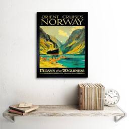 "Artery8 Travel Orient Cruises Norway Fjord Ship London UK Framed Art Print - Size: W12"" x H16""" - thumbnail 2